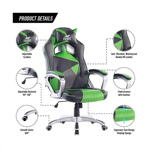 ANT ESPORTS 8077 GAMING CHAIR GREEN BLACK Kryptronix