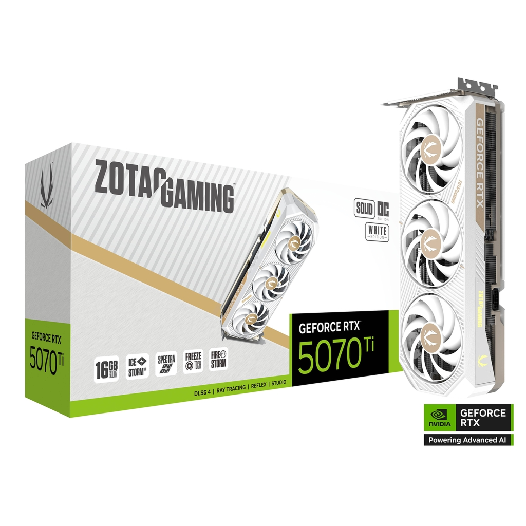Zotac RTX 5070 Ti Solid Core OC 16GB GDDR7 Graphics Card (White)