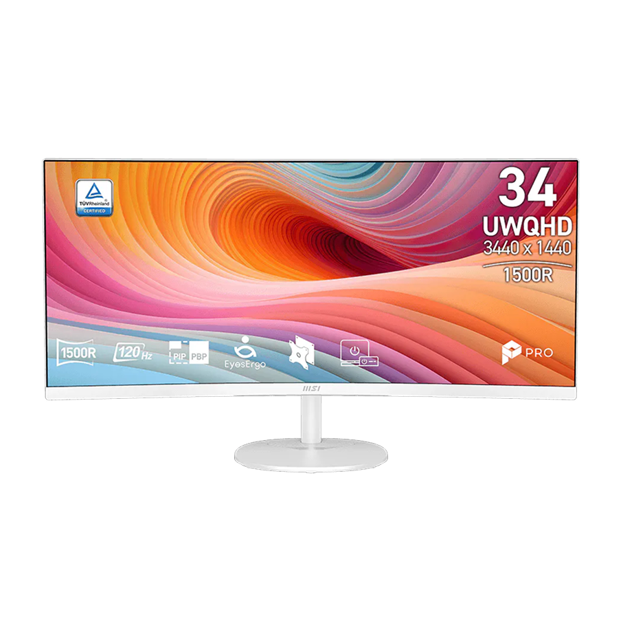 MSI PRO MP341CQW E12 | 34 Inch 1500R Curved 1440p QHD (2K) 120Hz Monitor