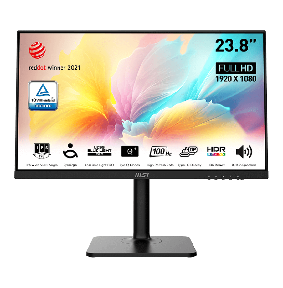 MSI Modern MD2412P 24 Inch 1080p FHD 100Hz IPS USB Type-C Adjustable Stand (Black)
