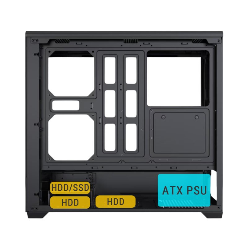 Ant Esports Crystal X6 Lite ARGB Mid-Tower Cabinet – Black - Image 4