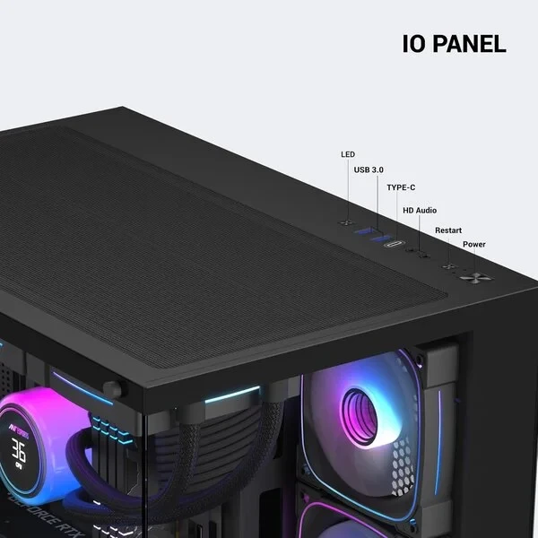 Ant Esports Crystal X7 Pro Max ARGB Mid-Tower Cabinet – Black - Image 3