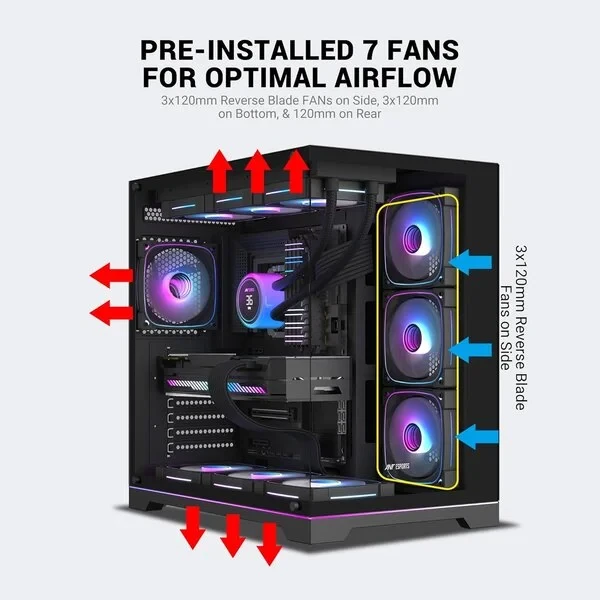 Ant Esports Crystal X7 Pro Max ARGB Mid-Tower Cabinet – Black - Image 4