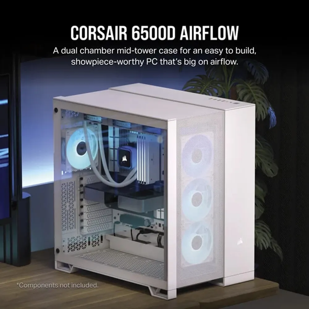 Corsair 6500D Airflow Dual-Chamber Mid-Tower Cabinet – White - Image 2