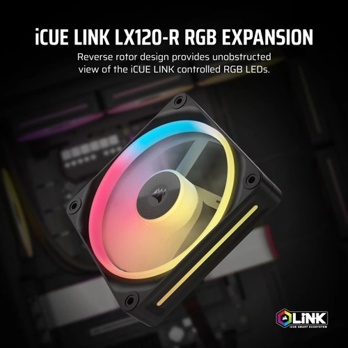 Corsair iCUE LINK LX120-R RGB Reverse Fan – Single Pack, Black - Image 2